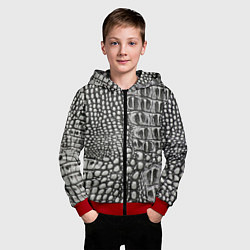 Толстовка на молнии детская Кожа крокодила - текстура, цвет: 3D-красный — фото 2