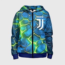 Толстовка на молнии детская Juventus blue green neon, цвет: 3D-синий