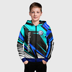 Толстовка на молнии детская Фольцваген - sport uniform, цвет: 3D-синий — фото 2