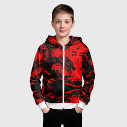 Толстовка на молнии детская Черный дракон на красном небе, цвет: 3D-белый — фото 2