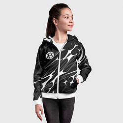 Толстовка на молнии детская Volkswagen - острые линии, цвет: 3D-белый — фото 2