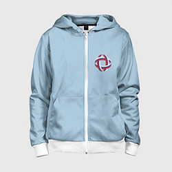 Толстовка на молнии детская Флаг в кольце, цвет: 3D-белый