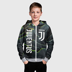 Толстовка на молнии детская Juventus dark green logo, цвет: 3D-меланж — фото 2