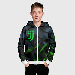 Толстовка на молнии детская Juventus black green logo, цвет: 3D-белый — фото 2