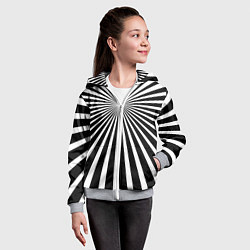 Толстовка на молнии детская Черно-белая полосатая иллюзия, цвет: 3D-меланж — фото 2