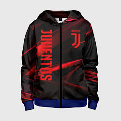 Толстовка на молнии детская Juventus black red logo, цвет: 3D-синий