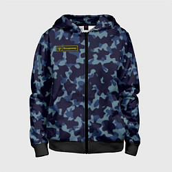 Толстовка на молнии детская Камуфляж с нашивкой - Владимир, цвет: 3D-черный