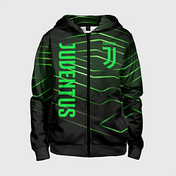 Толстовка на молнии детская Juventus 2 green logo, цвет: 3D-черный