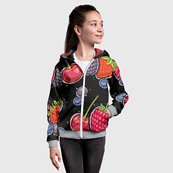 Толстовка на молнии детская Плоды и ягоды, цвет: 3D-меланж — фото 2