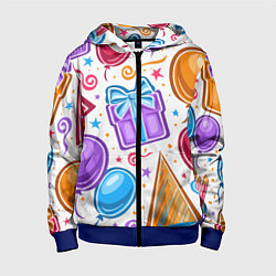 Толстовка на молнии детская Вечеринка, цвет: 3D-синий