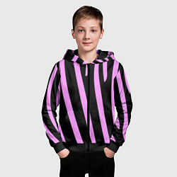 Толстовка на молнии детская Полосы розовой зебры, цвет: 3D-черный — фото 2