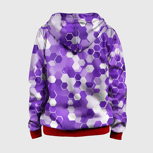 Детская толстовка на молнии Кибер Hexagon Фиолетовый / 3D-Красный – фото 2