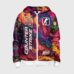 Толстовка на молнии детская CS 2 hyper beast, цвет: 3D-белый