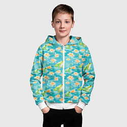 Толстовка на молнии детская Кувшинки и лягушки, цвет: 3D-белый — фото 2