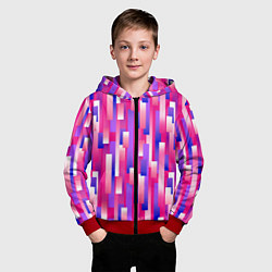 Толстовка на молнии детская Градиентные прямоугольники, цвет: 3D-красный — фото 2
