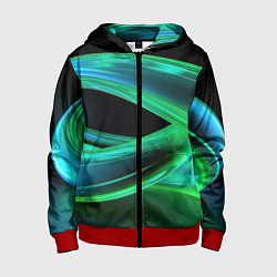 Детская толстовка на молнии Green lines abstract