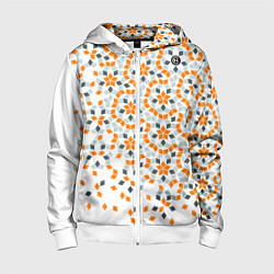 Толстовка на молнии детская Плитки Пенроуза в оранжево серой палитре, цвет: 3D-белый
