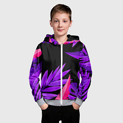 Толстовка на молнии детская Floral composition - neon, цвет: 3D-меланж — фото 2