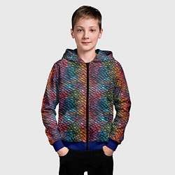 Толстовка на молнии детская Разноцветная чешуя дракона, цвет: 3D-синий — фото 2