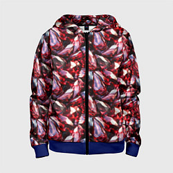 Толстовка на молнии детская Рубиновый паттерн, цвет: 3D-синий