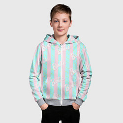 Толстовка на молнии детская Паттерн Барби на фоне костюма Кена в розово-голубу, цвет: 3D-меланж — фото 2