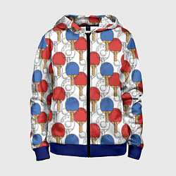 Толстовка на молнии детская Настольный теннис - ракетки, цвет: 3D-синий