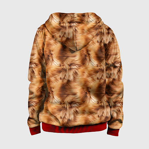 Детская толстовка на молнии Меховой паттерн / 3D-Красный – фото 2