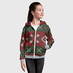 Толстовка на молнии детская Скандинавские узоры крючком, цвет: 3D-меланж — фото 2