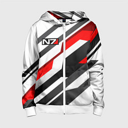 Толстовка на молнии детская Mass effect - white uniform n7, цвет: 3D-белый