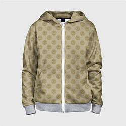 Толстовка на молнии детская Паттерн глаз с растительным орнаментом на бежевом, цвет: 3D-меланж