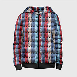 Толстовка на молнии детская Вязаный узор разноцветные вертикальные полосы, цвет: 3D-черный