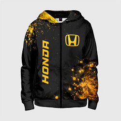 Толстовка на молнии детская Honda - gold gradient: надпись, символ, цвет: 3D-черный