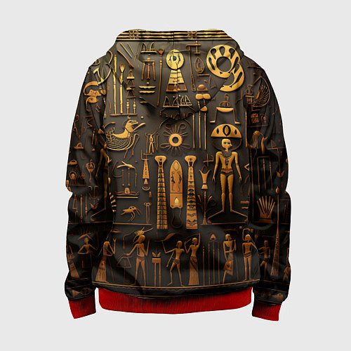 Детская толстовка на молнии Арт в стиле египетских письмен / 3D-Красный – фото 2