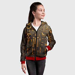 Толстовка на молнии детская Арт в стиле египетских письмен, цвет: 3D-красный — фото 2