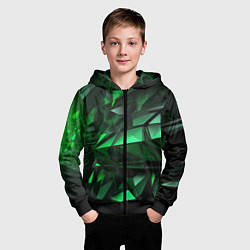 Толстовка на молнии детская Green abstract, цвет: 3D-черный — фото 2
