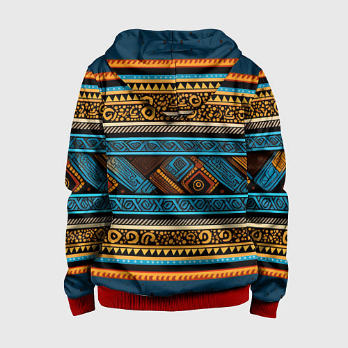 Детская толстовка на молнии Этнический рисунок в горизонтальную полоску / 3D-Красный – фото 2