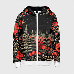 Детская толстовка на молнии Новогодняя темная ночь