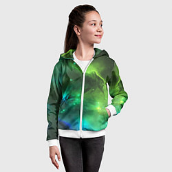 Толстовка на молнии детская Бескрайний космос зелёный, цвет: 3D-белый — фото 2