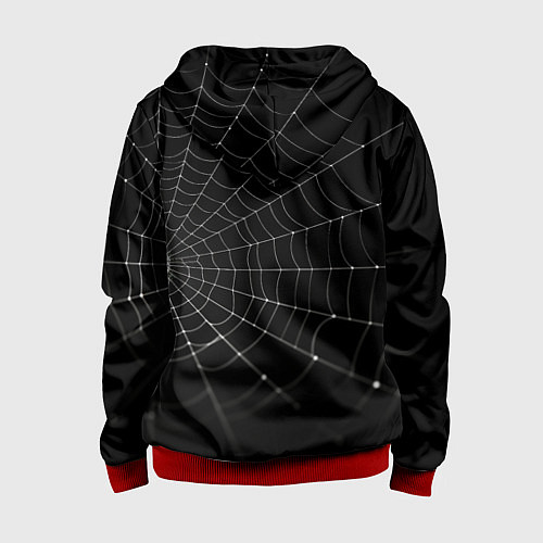Детская толстовка на молнии Паутина на черном фоне / 3D-Красный – фото 2