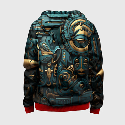 Детская толстовка на молнии Асимметричный узор в египетском стиле / 3D-Красный – фото 2