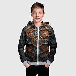 Толстовка на молнии детская Орнамент в викингском стиле, цвет: 3D-меланж — фото 2