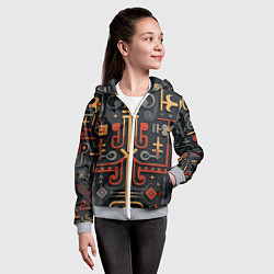 Толстовка на молнии детская Абстрактный паттерн в славянском стиле на тёмном ф, цвет: 3D-меланж — фото 2