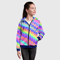 Толстовка на молнии детская Искаженные разноцветные полосы, цвет: 3D-синий — фото 2