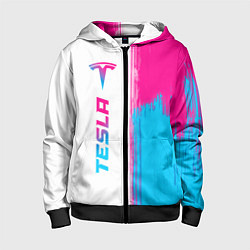 Детская толстовка на молнии Tesla neon gradient style по-вертикали