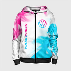 Толстовка на молнии детская Volkswagen neon gradient style вертикально, цвет: 3D-черный