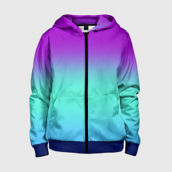Толстовка на молнии детская Фиолетовый бирюзовый голубой неоновый градиент, цвет: 3D-синий