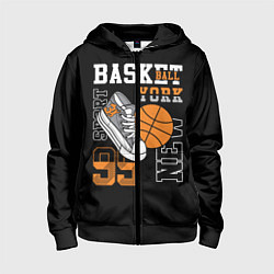 Толстовка на молнии детская Basketball New York, цвет: 3D-черный