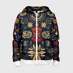 Толстовка на молнии детская Узор в славянском стиле, цвет: 3D-белый