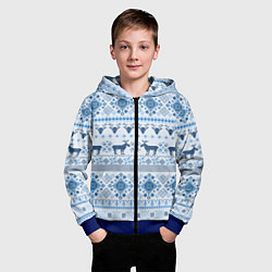 Толстовка на молнии детская Blue sweater with reindeer, цвет: 3D-синий — фото 2