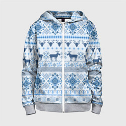 Толстовка на молнии детская Blue sweater with reindeer, цвет: 3D-меланж